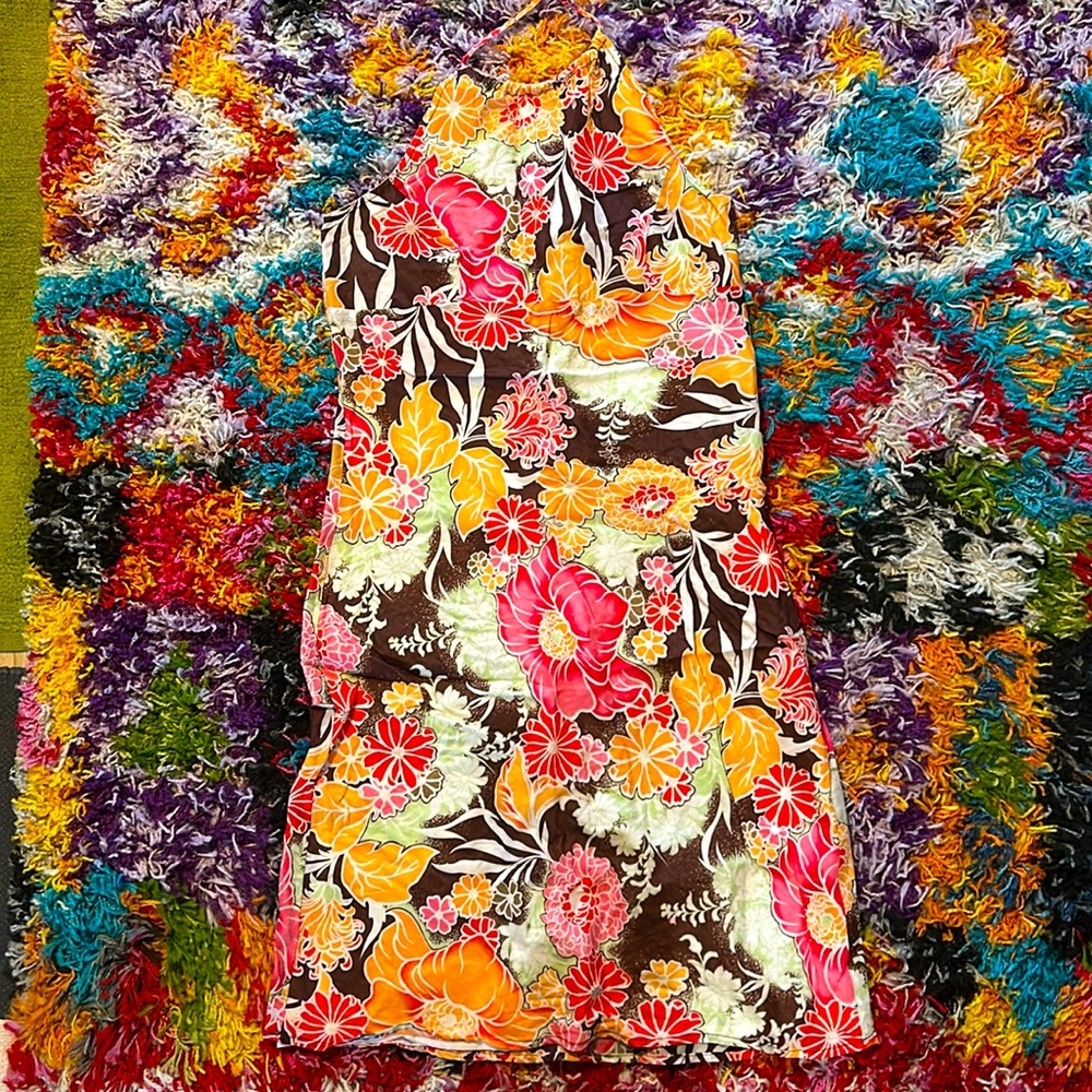 Roxy Summer Dress Flowers Halter Tue Neck Large